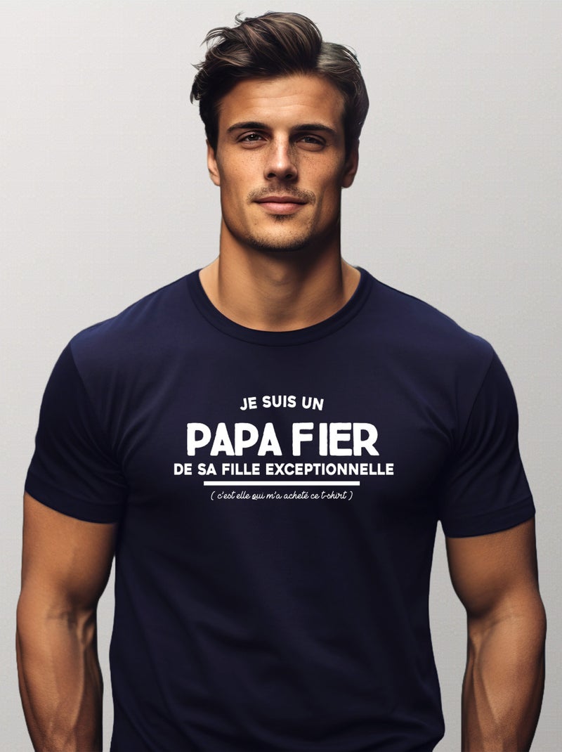 T-shirt Homme - JE SUIS UN PAPA FIER Bleu marine - Kiabi