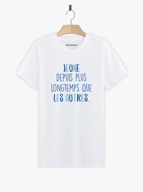 T-shirt Homme - JEUNE DEPUIS PLUS LONGTEMPS BLEU - Kiabi