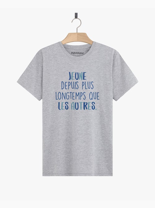 T-shirt Homme - JEUNE DEPUIS PLUS LONGTEMPS BLEU - Kiabi