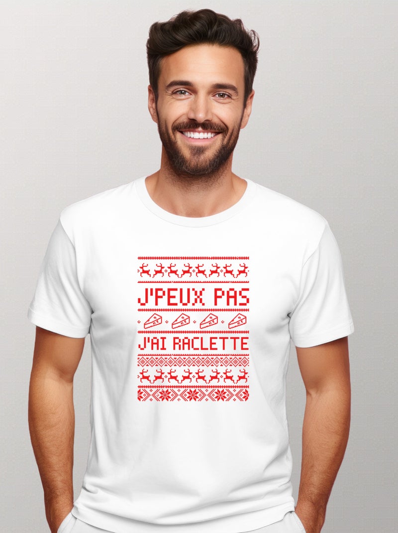 T-shirt Homme - J'PEUX PAS J'AI RACLETTE Blanc - Kiabi