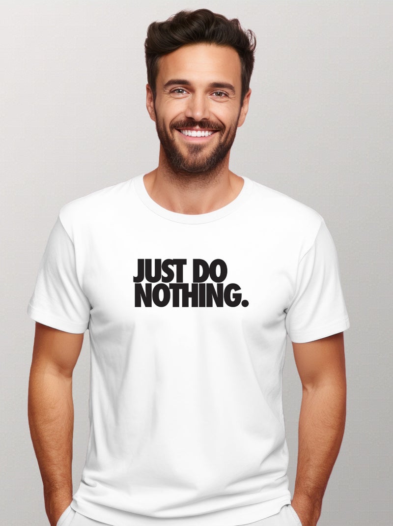 T-shirt Homme - JUST DO NOTHING Blanc - Kiabi