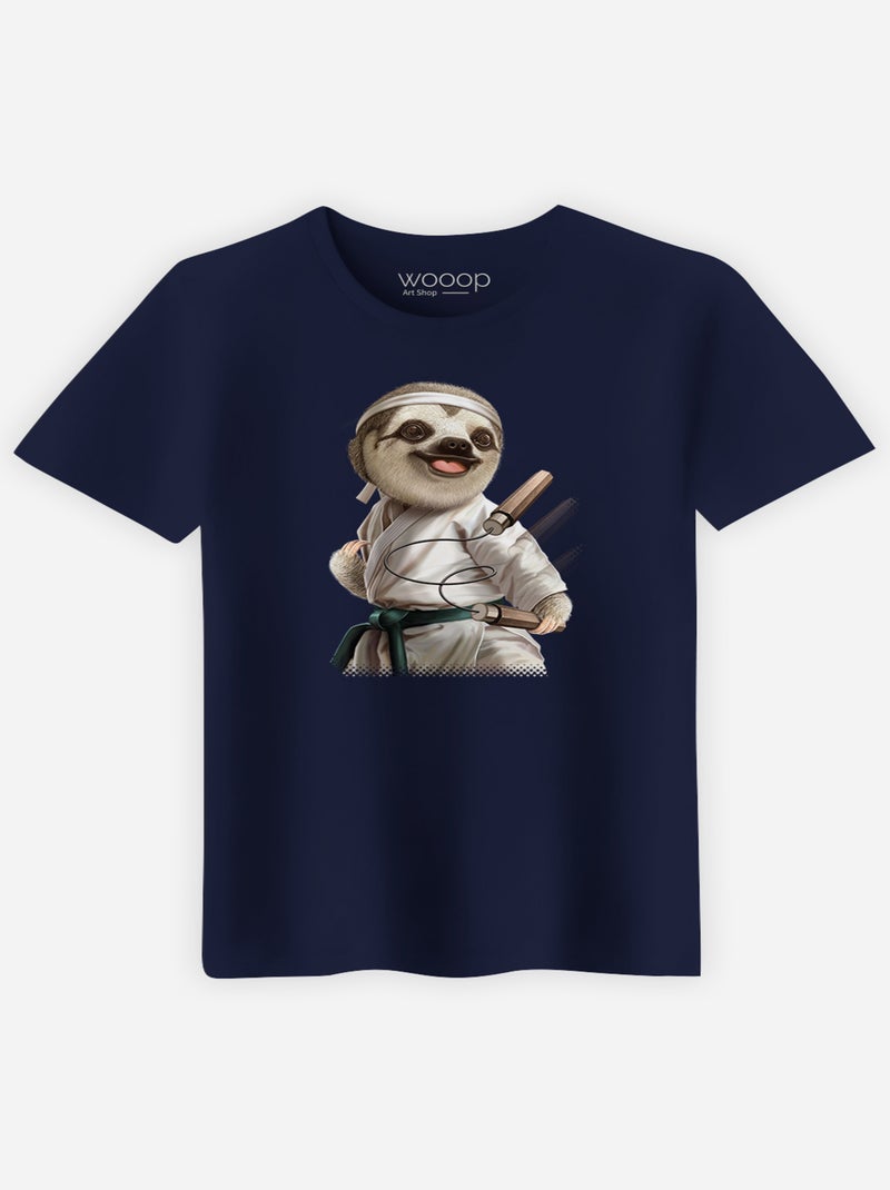 T-shirt Homme - KARATE SLOTH Bleu marine - Kiabi