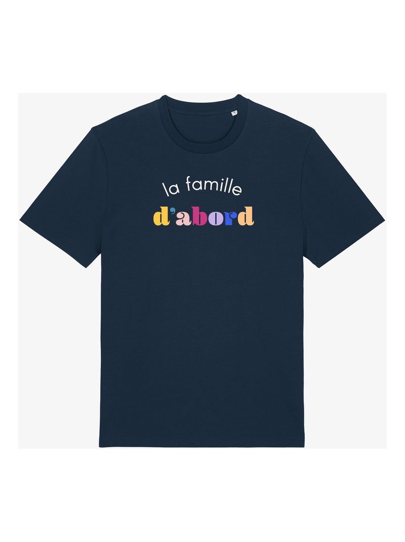 T-shirt Homme - LA FAMILLE D'ABORD Bleu marine - Kiabi