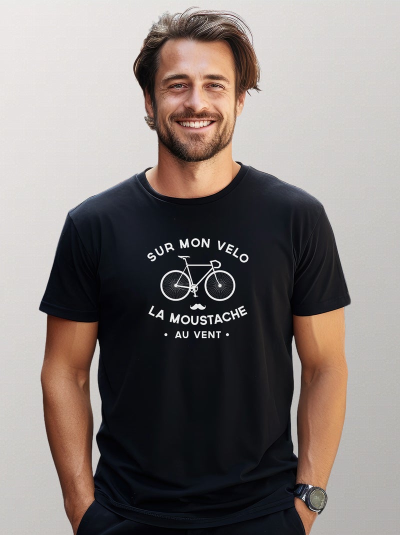 T-shirt Homme - LA MOUSTACHE AU VENT Noir - Kiabi