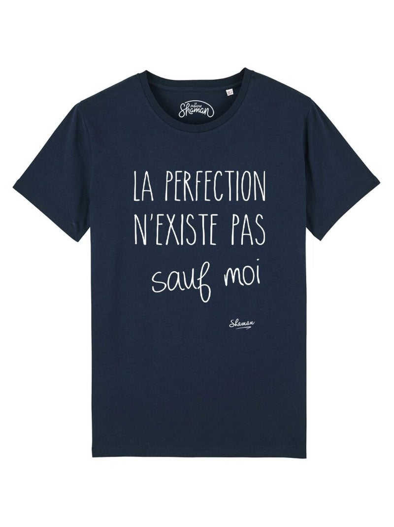 T-shirt Homme - LA PERFECTION N'EXISTE PAS SAUF MOI Bleu marine - Kiabi