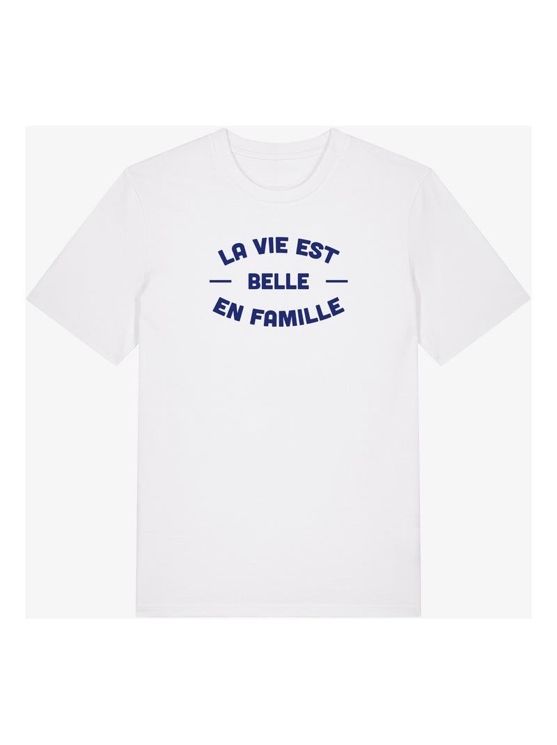 T-shirt Homme - LA VIE EST BELLE EN FAMILLE 2 FACE Blanc - Kiabi