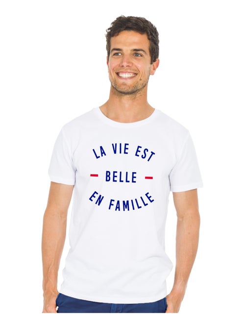 T-shirt Homme - LA VIE EST BELLE EN FAMILLE - Kiabi
