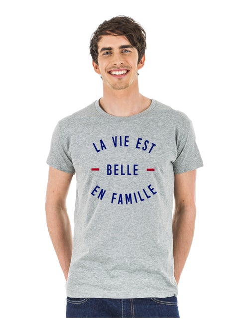 T-shirt Homme - LA VIE EST BELLE EN FAMILLE - Kiabi
