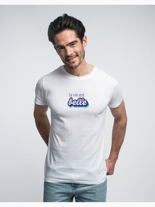 T-shirt Homme - LA VIE EST BELLE VERT - Kiabi