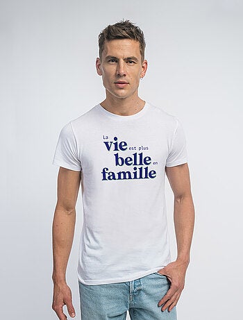 T-shirt Homme - LA VIE EST PLUS BELLE EN FAMILLE BLEU
