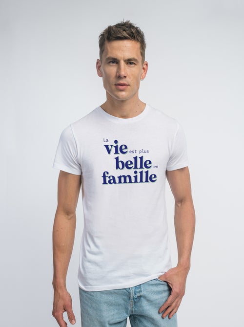 T-shirt Homme - LA VIE EST PLUS BELLE EN FAMILLE BLEU - Kiabi