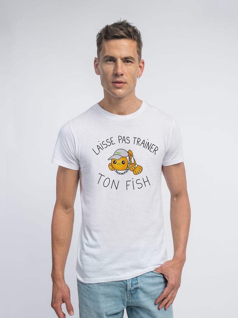 T-shirt Homme - LAISSE PAS TRAINER TON FISH Blanc - Kiabi