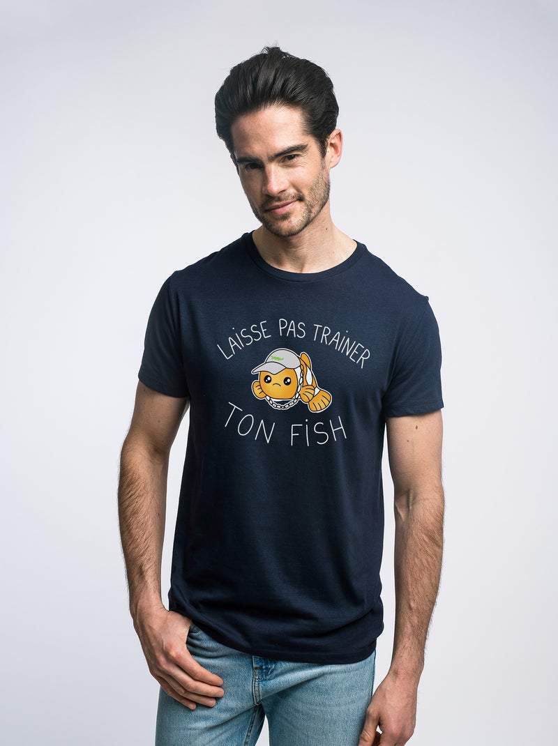 T-shirt Homme - LAISSE PAS TRAINER TON FISH Bleu marine - Kiabi