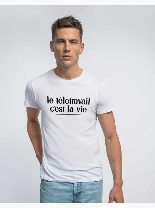 T-shirt Homme - LE TÉLÉTRAVAIL C'EST LA VIE - Kiabi