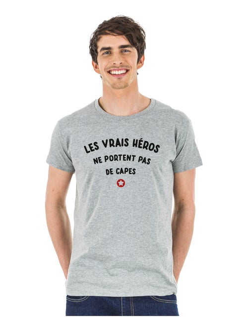 T-shirt Homme - LES VRAIS HEROS NE PORTENT PAS DE CAPES - Kiabi