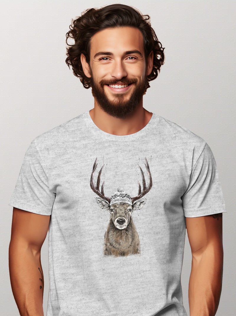 T-shirt Homme - LET'S GO OUTSIDE Gris chiné - Kiabi