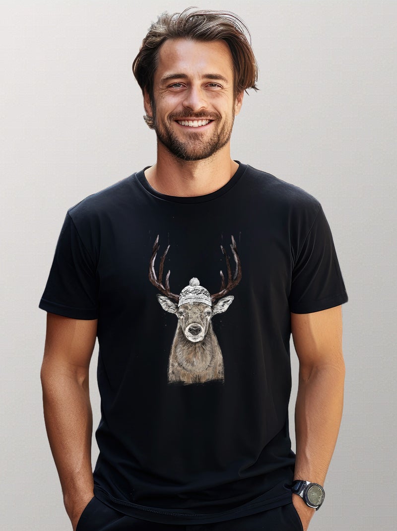 T-shirt Homme - LET'S GO OUTSIDE Noir - Kiabi