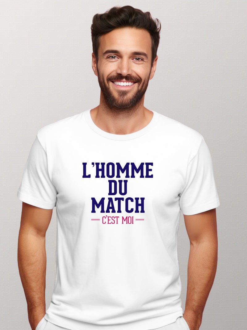 T-shirt Homme - L'HOMME DU MATCH C'EST MOI Blanc - Kiabi
