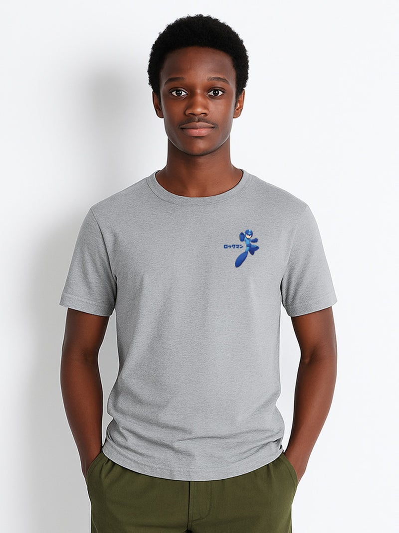 T-shirt Homme - MEGAMAN CŒUR Gris chiné - Kiabi