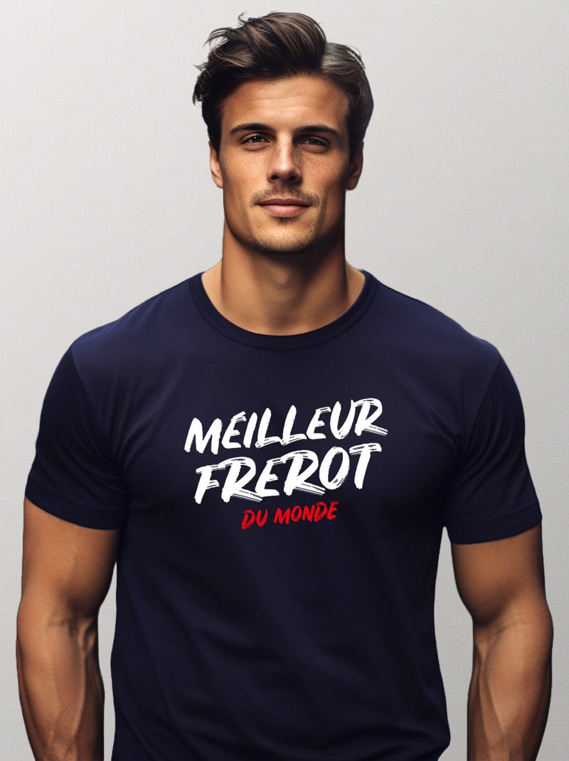 T-shirt Homme - MEILLEUR FREROT DU MONDE Bleu marine - Kiabi