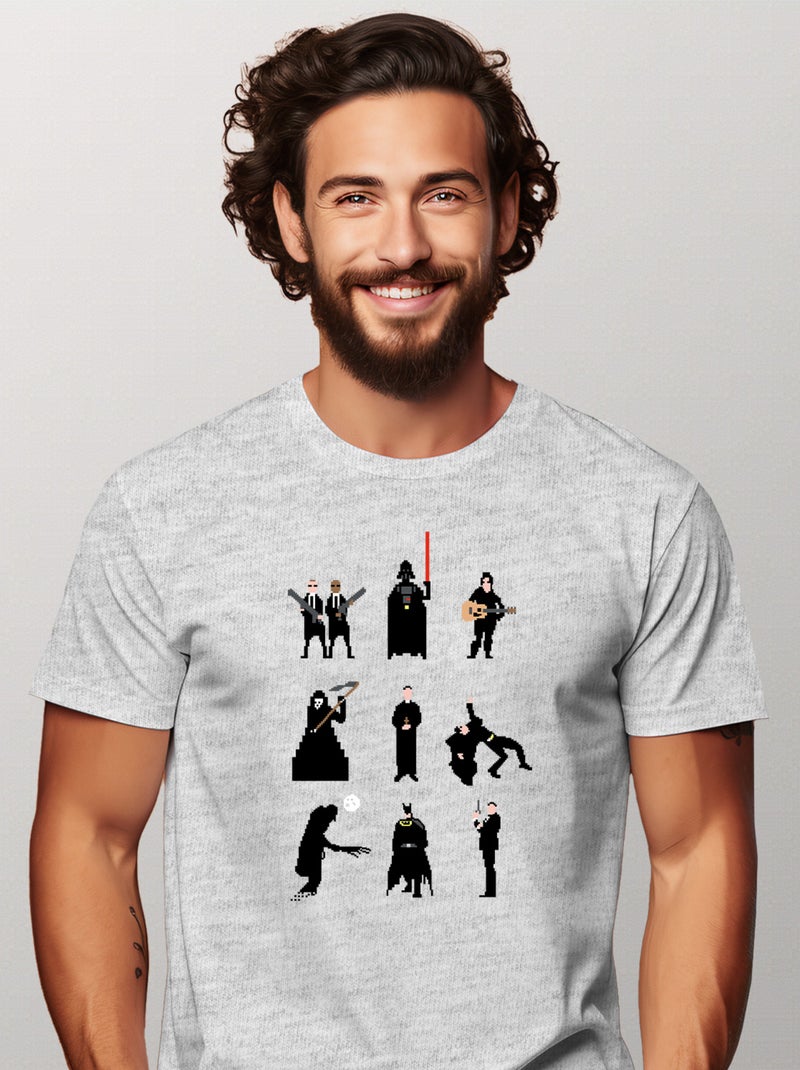 T-shirt Homme - MEN IN BLACK Gris chiné - Kiabi