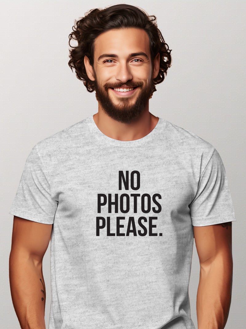T-shirt Homme - NO PHOTOS PLEASE Gris chiné - Kiabi