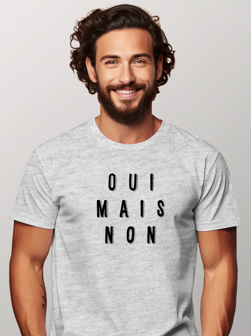 T-shirt Homme - OUI MAIS NON Gris chiné - Kiabi