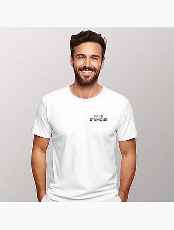 T-shirt Homme - PAPA D'AMOUR COLORÉ CŒUR