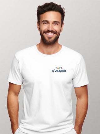 T-shirt Homme - PAPA D'AMOUR COLORÉ CŒUR