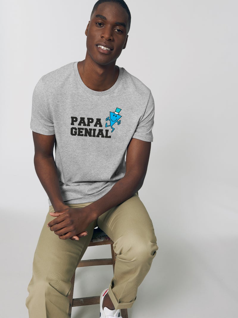 T-shirt Homme - PAPA GENIAL Gris chiné - Kiabi