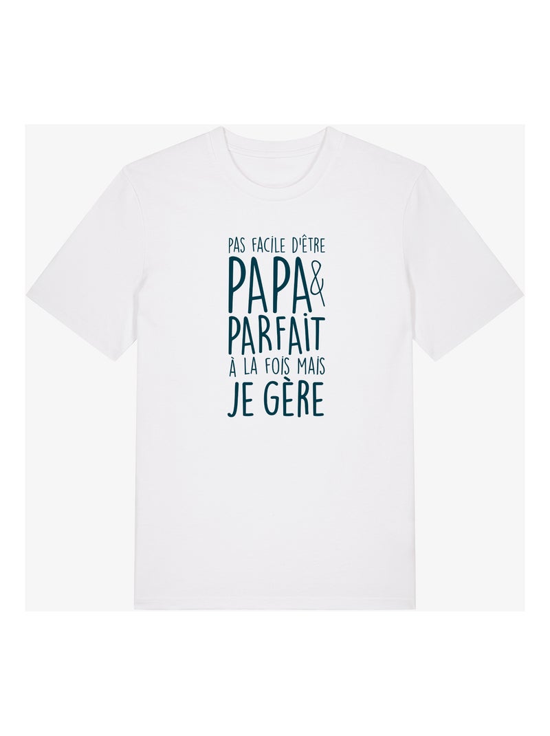 T-shirt homme - pas facile d'être papa et parfait à la fois mais je gère - noël Blanc - Kiabi