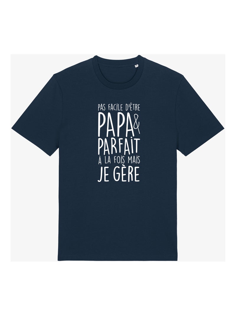 T-shirt homme - pas facile d'être papa et parfait à la fois mais je gère - noël Bleu marine - Kiabi