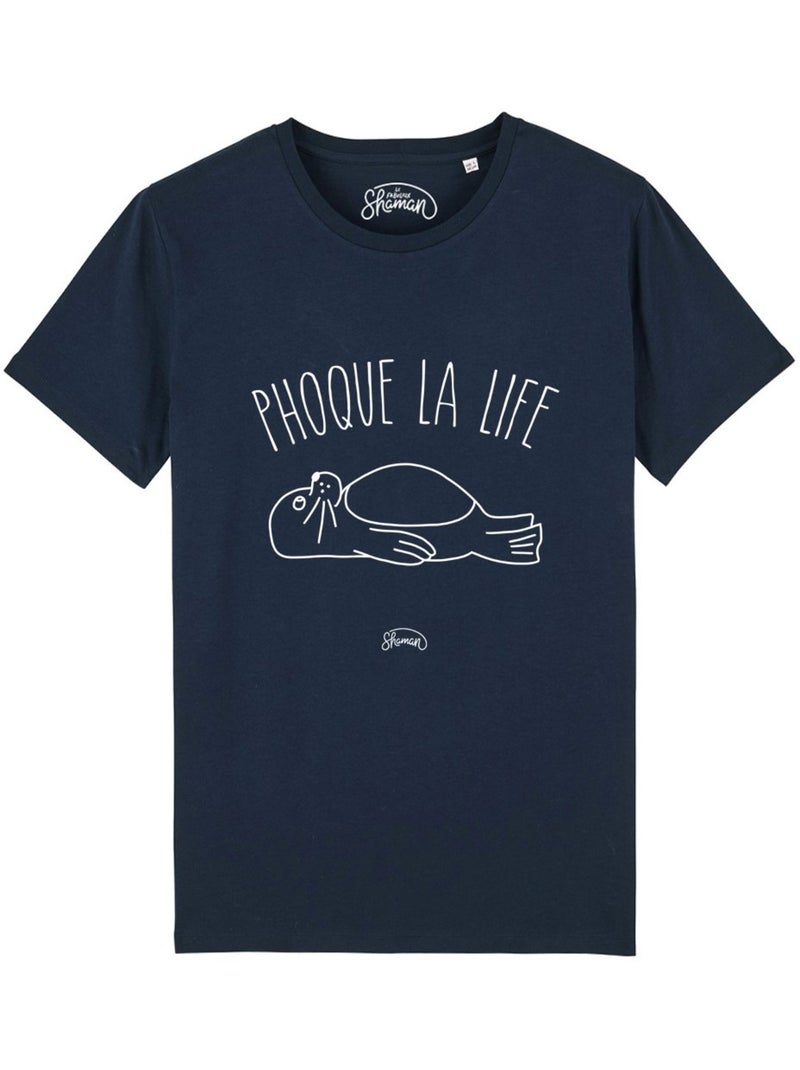 T-shirt Homme - PHOQUE LA LIFE Bleu marine - Kiabi