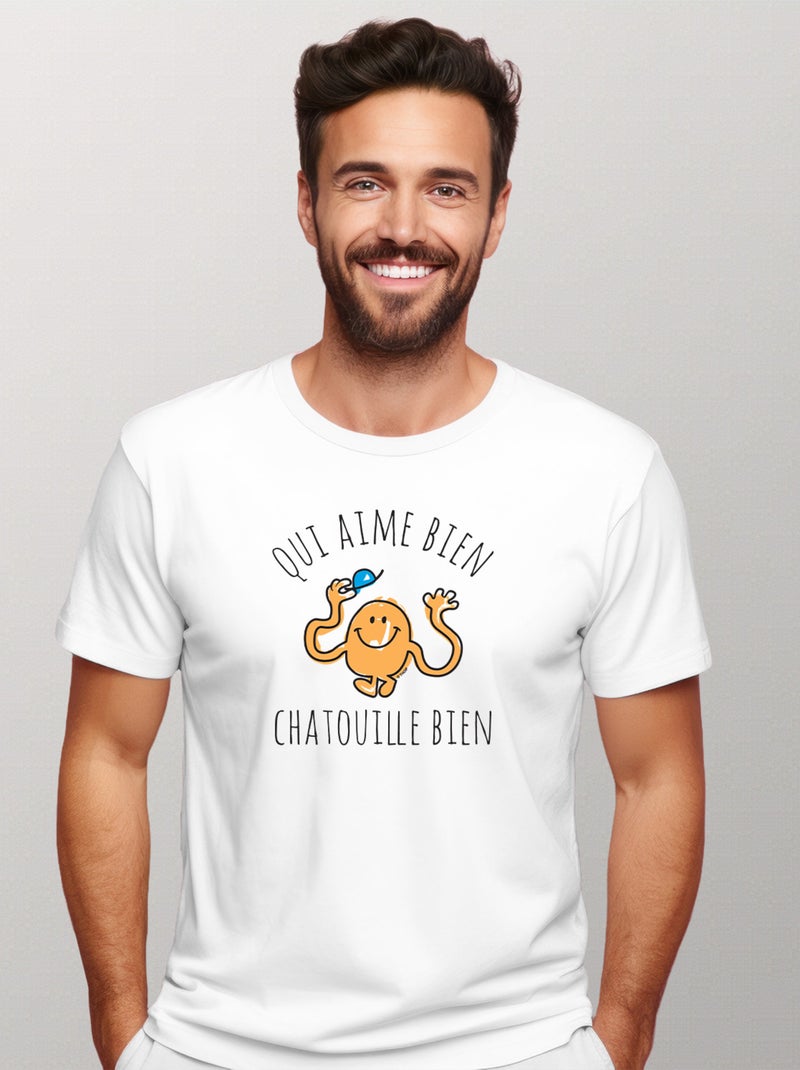 T-shirt Homme - QUI AIME BIEN CHATOUILLE BIEN Blanc - Kiabi