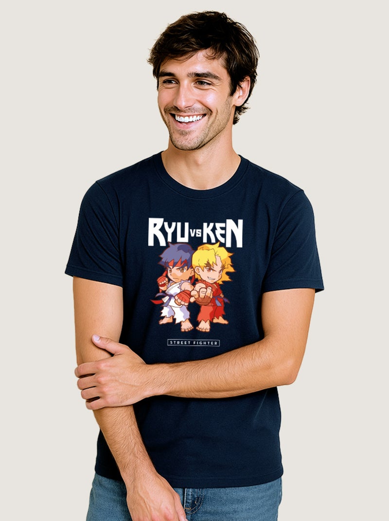 T-shirt Homme - RYU VS KEN STREET FIGHTER Bleu marine - Kiabi