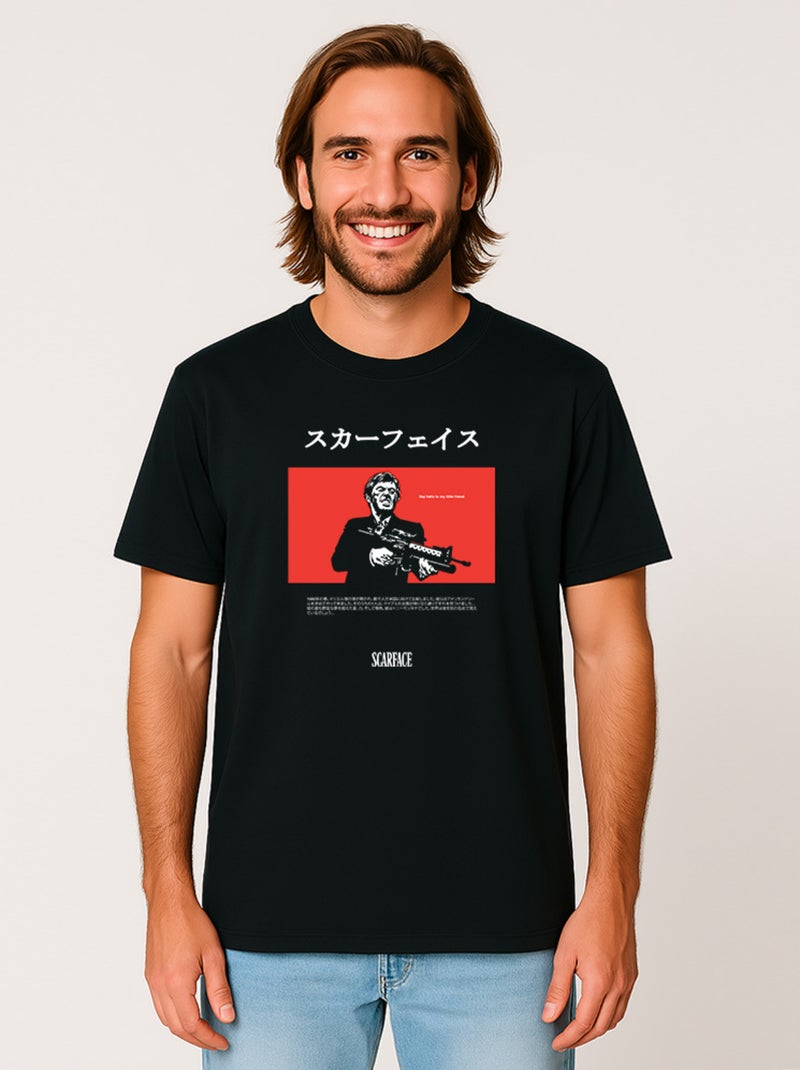 T-shirt Homme - SCARFACE SAY HELLO JAP Noir - Kiabi