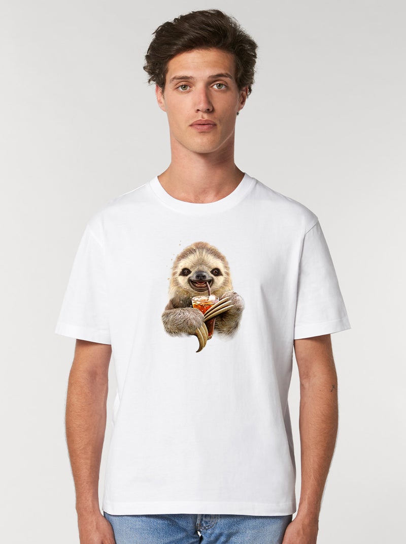 T-shirt Homme - SLOTH AND DRINK Blanc - Kiabi