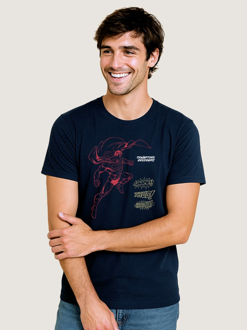 T-shirt Homme - SUPERMAN SMACK THUD KKRASH Bleu marine - Kiabi