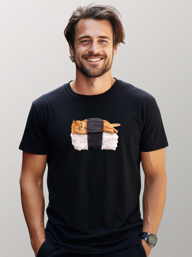 T-shirt Homme - SUSHI CAT Noir - Kiabi