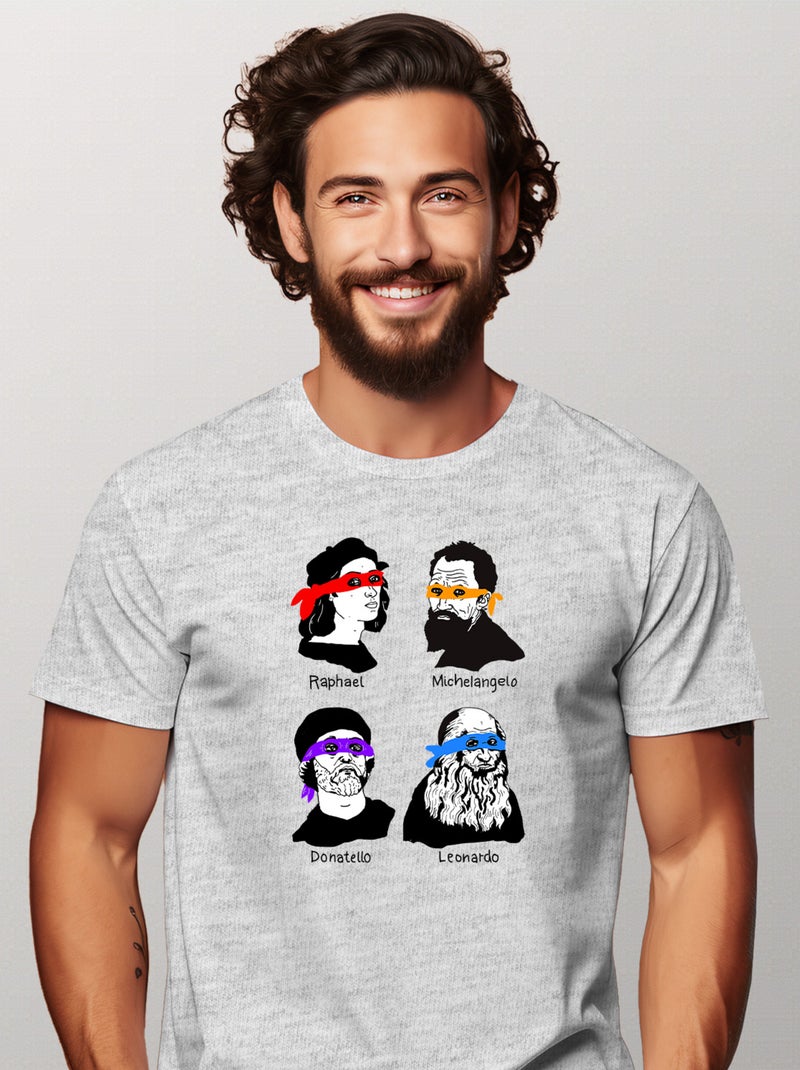 T-shirt Homme - THE NINJAS Gris chiné - Kiabi