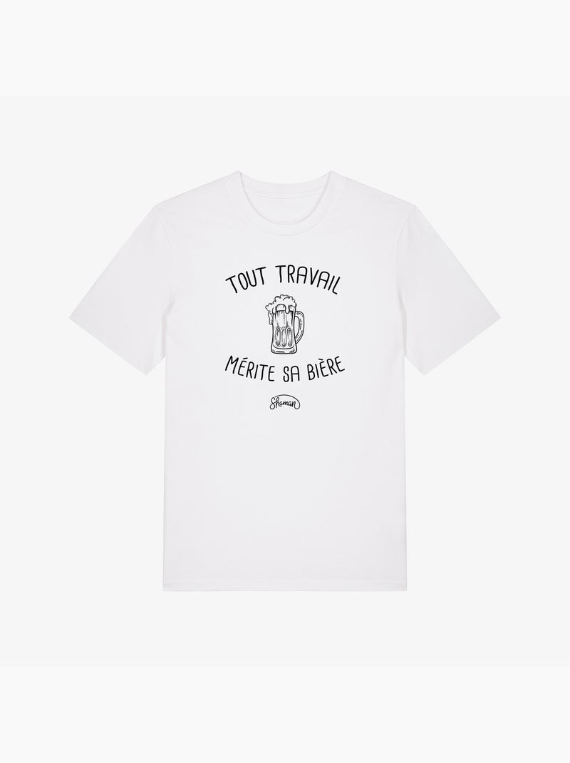 T-shirt Homme - TOUT TRAVAIL MERITE SA BIERE Blanc - Kiabi