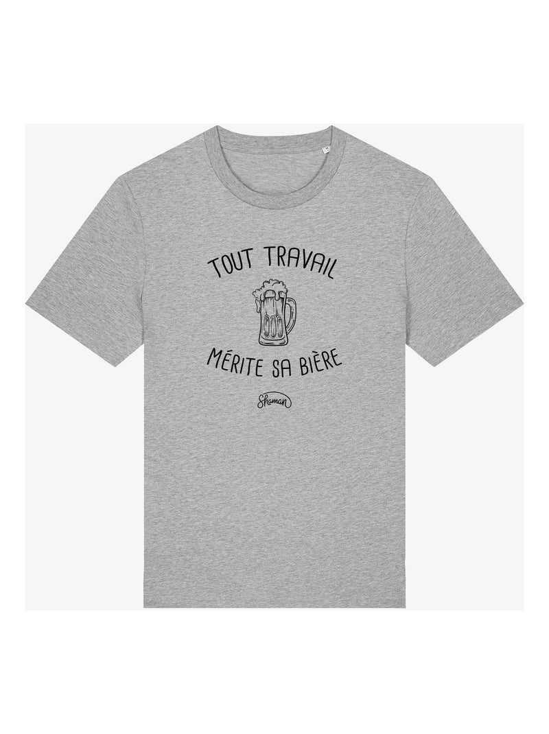 T-shirt Homme - TOUT TRAVAIL MERITE SA BIERE Gris chiné - Kiabi