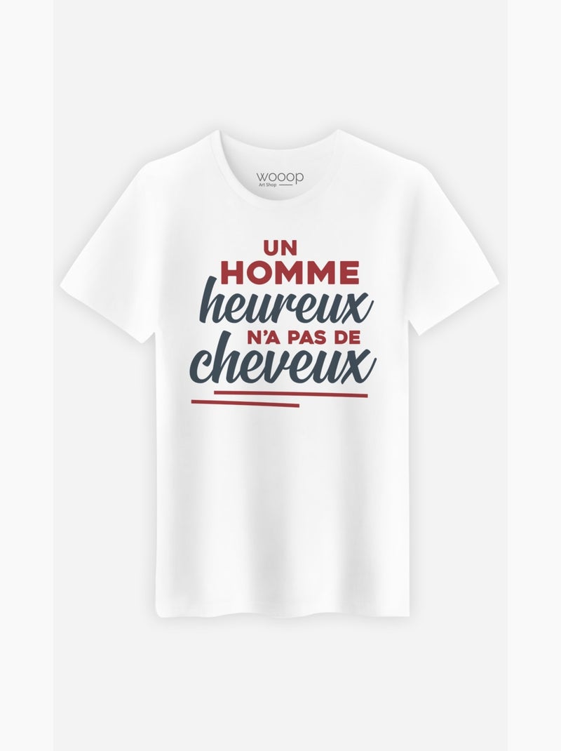 T-shirt Homme - UN HOMME HEUREUX Blanc - Kiabi