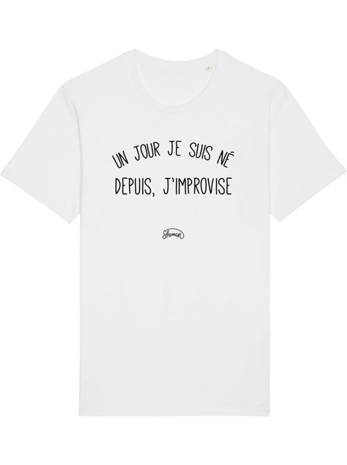 T-shirt Homme - UN JOUR JE SUIS NÉ DEPUIS, J'IMPROVISE - Kiabi