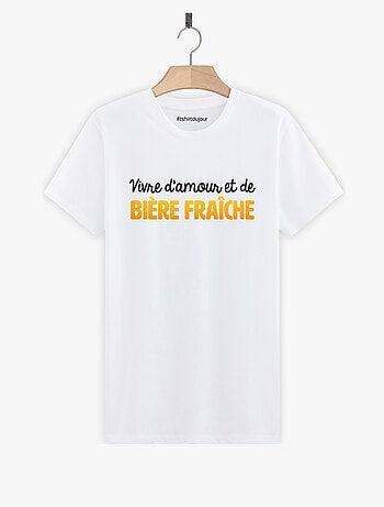 T-shirt Homme - VIVRE D'AMOUR ET DE BIERE FRAICHE