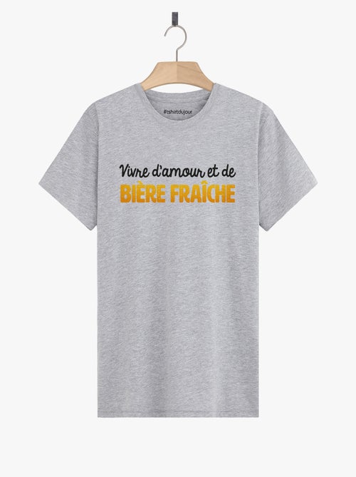 T-shirt Homme - VIVRE D'AMOUR ET DE BIERE FRAICHE - Kiabi