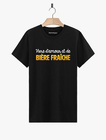 T-shirt Homme - VIVRE D'AMOUR ET DE BIERE FRAICHE