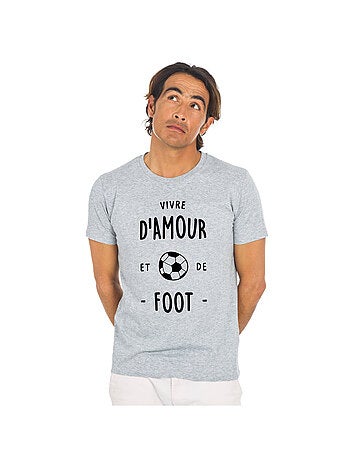 T-shirt Homme - VIVRE D'AMOUR ET DE FOOT