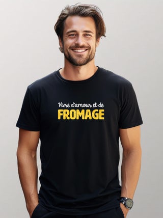 T-shirt Homme - VIVRE D'AMOUR ET DE FROMAGE