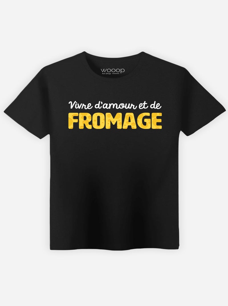 T-shirt Homme - VIVRE D'AMOUR ET DE FROMAGE Noir - Kiabi